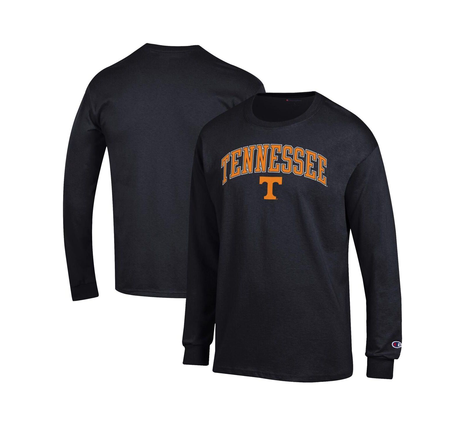 Champion Мужская футболка с длинным рукавом Black Tennessee Volunteers Arch Over Logo