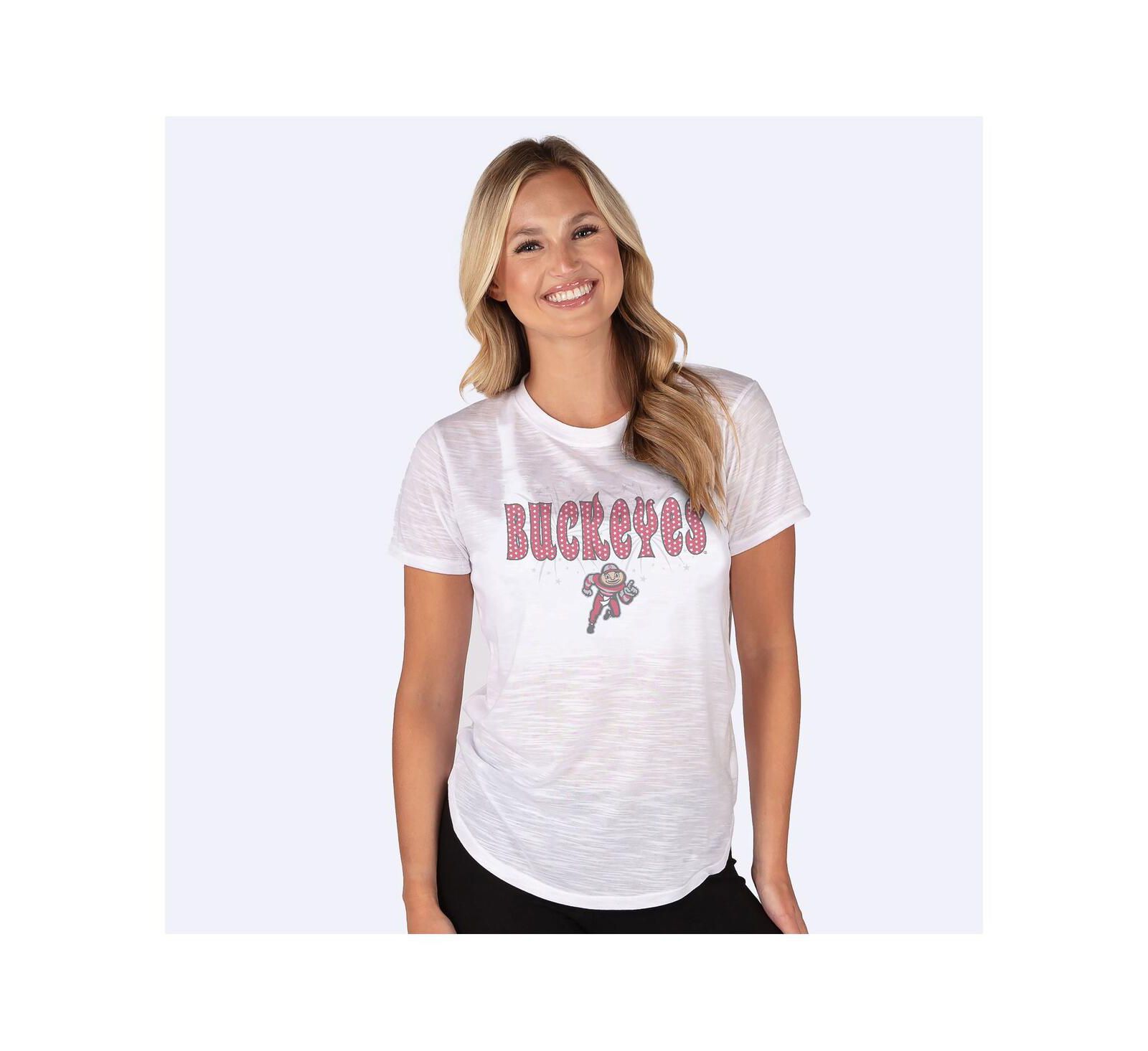 Concepts Sport женский легкий трикотажный топ White Ohio State Buckeyes Fireworks Infuse Slub Knit