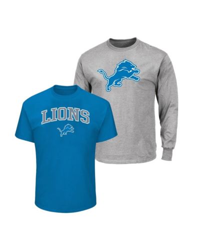 Fanatics Men's Blue/Heather Gray Detroit Lions Big & Tall 2-Pack T-Shirt Set