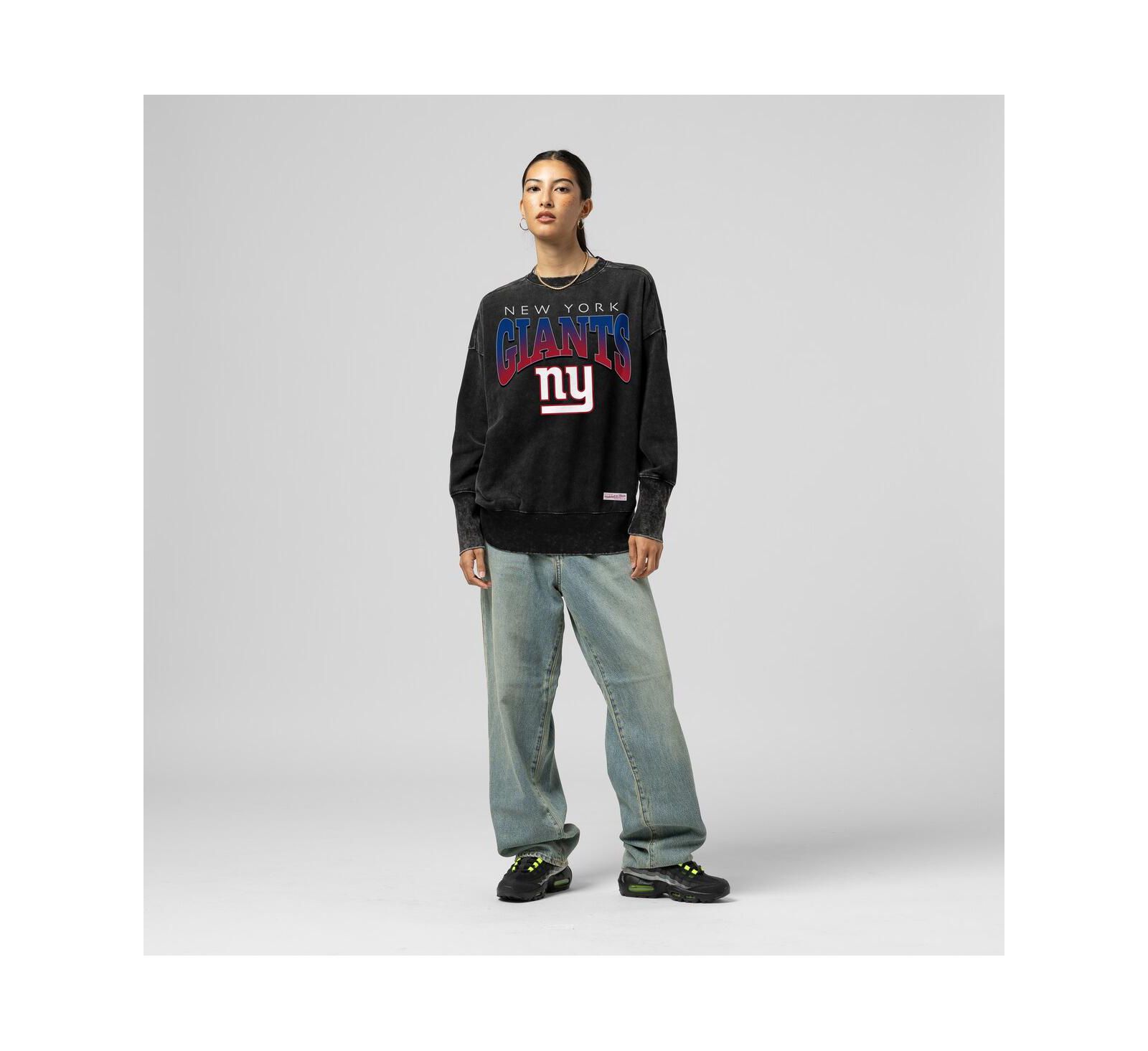 Свитшот Mitchell & Ness Women's Black New York Giants Delineate Mineral Wash Crewneck