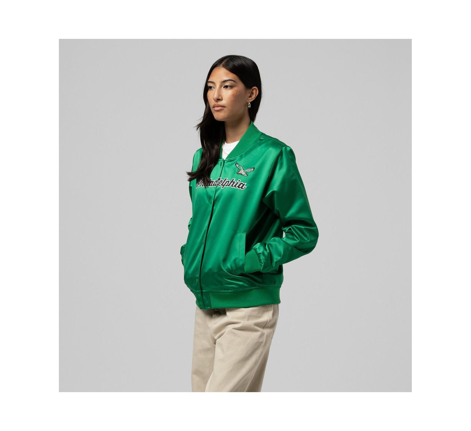 Women's Kelly Green Philadelphia Eagles Full-Snap Satin Jacket