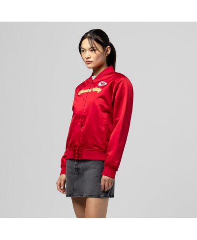 Women's Red Kansas City Chiefs Full-Snap Satin Jacket