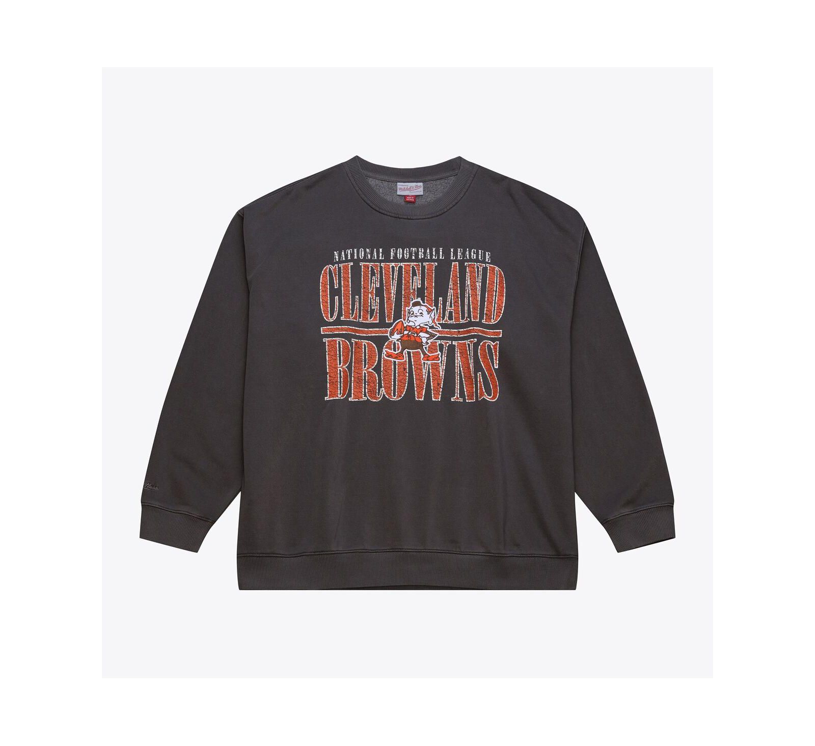 Мужская толстовка Mitchell & Ness Black Cleveland Browns Downtown Crew с винтажным логотипом