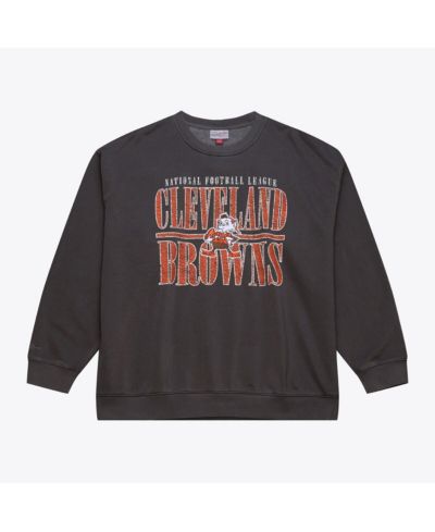 Мужская толстовка Mitchell & Ness Black Cleveland Browns Downtown Crew с винтажным логотипом