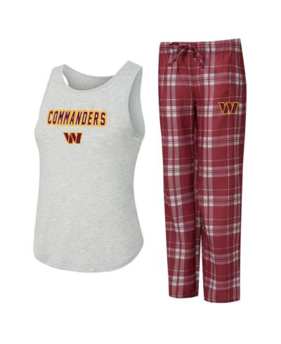 Женский комплект Concepts Sport 2-Piece Heather Gray/Burgundy Washington Commanders Regulate Plaid Tank Top and Pants Sleep Set