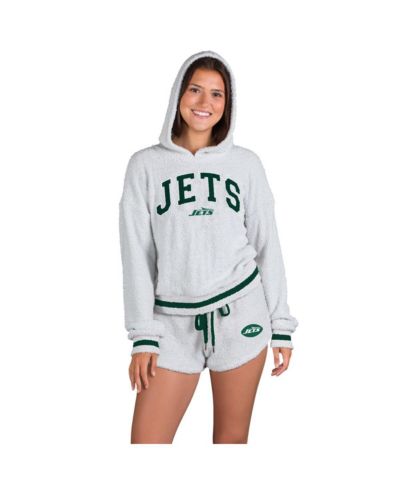 Женский комплект Concepts Sport Gray New York Jets Whitley: худи с длинным рукавом и шорты, 2 предмета