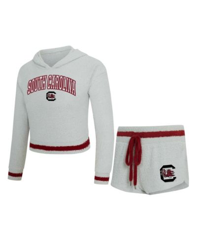 Concepts Sport Женский комплект из худи с длинным рукавом и шорт South Carolina Gamecocks Whitley, серый/бордовый