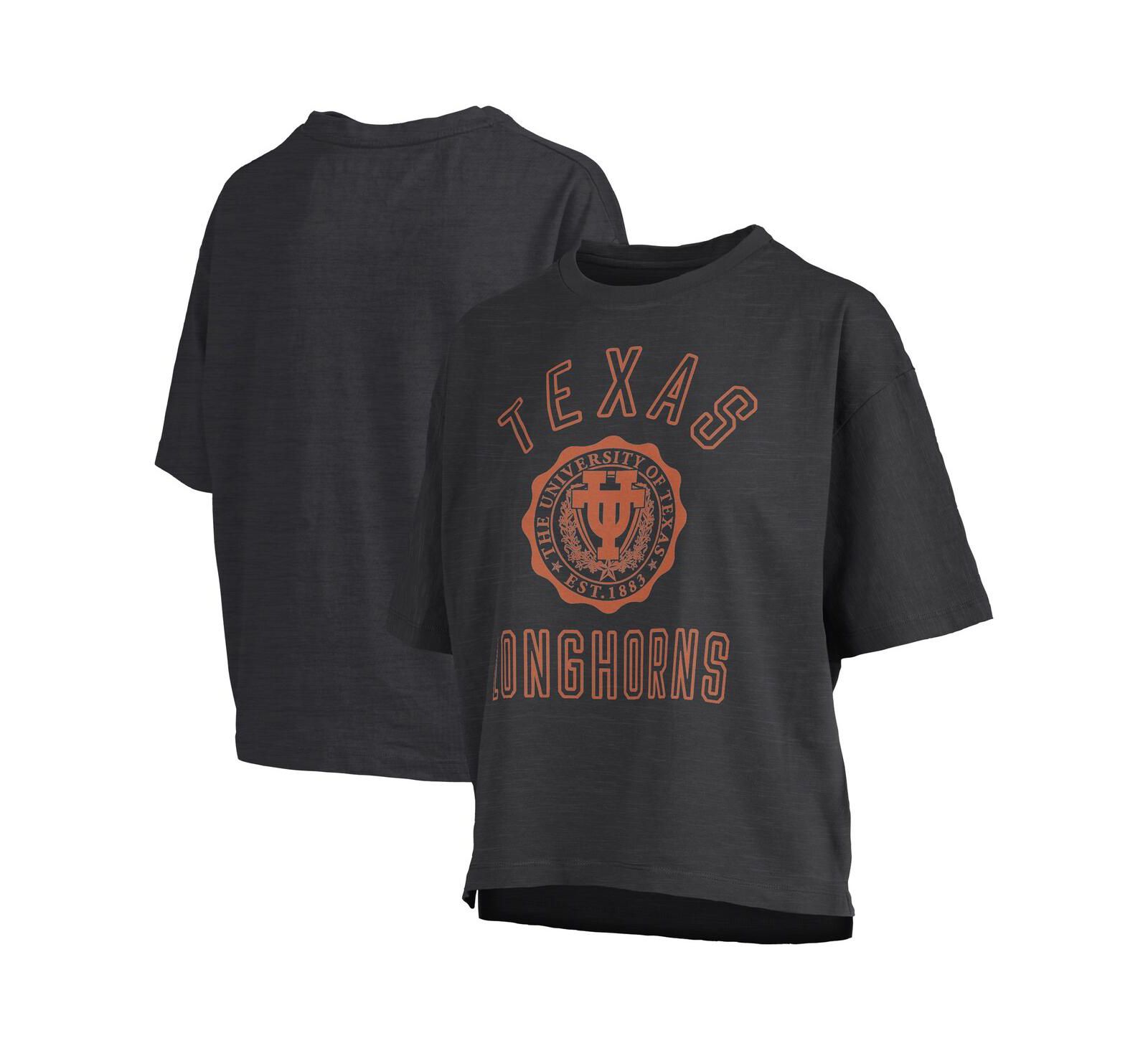Pressbox Women's Black Texas Longhorns Motley Crew Bishop Waist Length Oversized T-Shirt