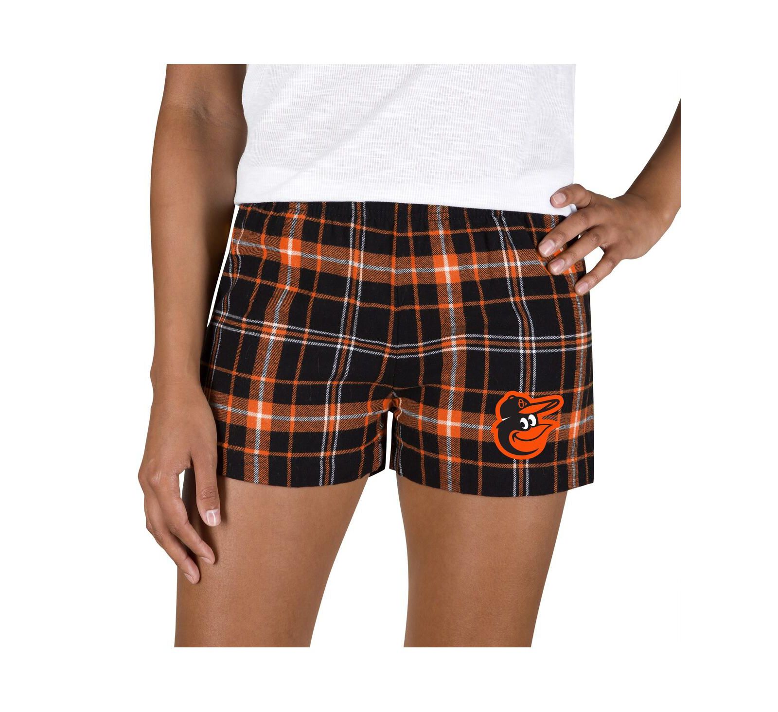Женские шорты Concepts Sport Black/Orange Baltimore Orioles Ultimate Flannel