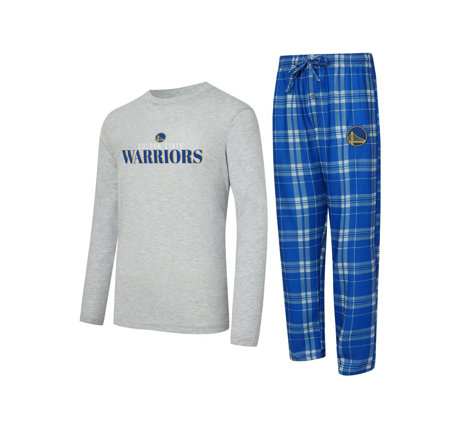 Мужской комплект Concepts Sport Golden State Warriors: футболка с длинным рукавом и клетчатые брюки, 2 шт., Royal/Heather Gray