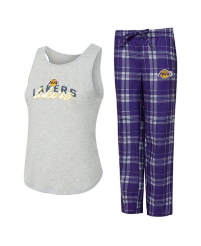 Concepts Sport Women's 2-Piece Purple/Heather Gray Los Angeles Lakers Regulate Tank Pants Set