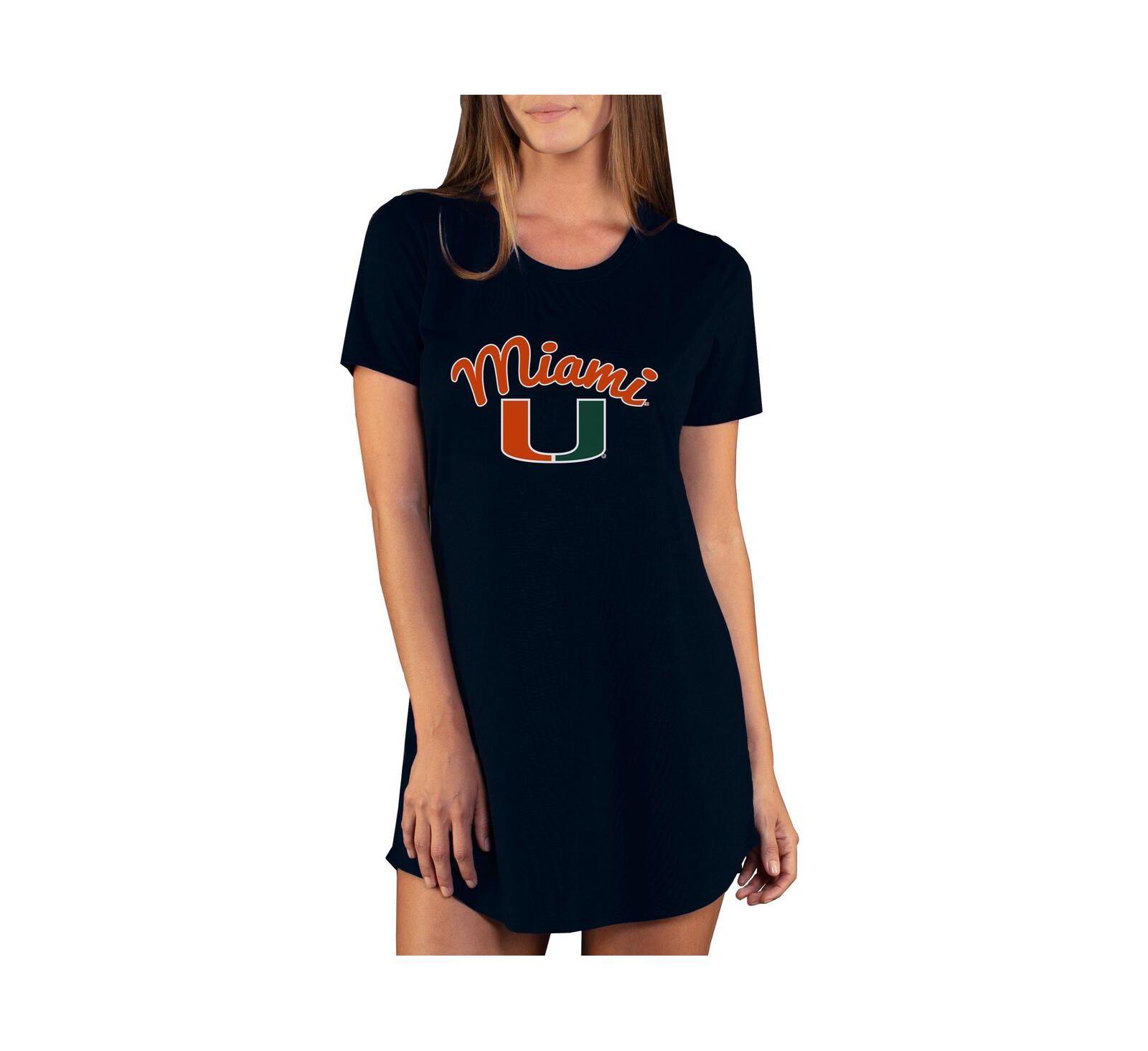 Concepts Sport Women's Black Miami Hurricanes Marathon Nightshirt