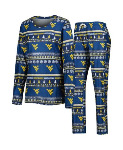Concepts Sport Женский комплект из 2 предметов: длинный рукав и брюки Navy West Virginia Mountaineers Holiday