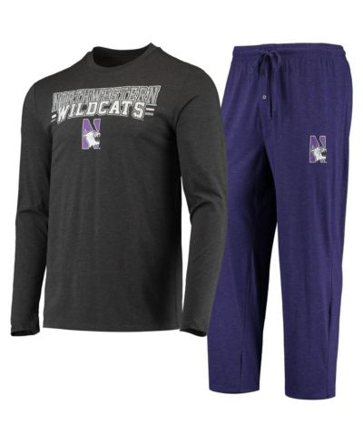 Мужской комплект для сна Concepts Sport 2-Piece Purple/Heathered Charcoal Northwestern Wildcats Meter Long Sleeve Top и брюки