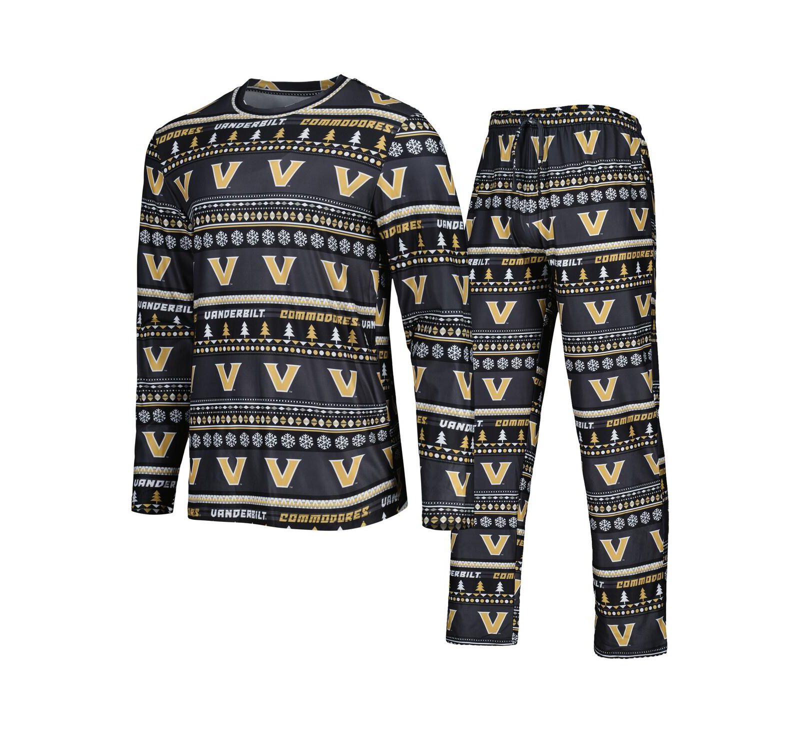 Concepts Sport Men's 2-Piece Black Vanderbilt Commodores Swivel Long Sleeve Top and Pants Sleep Set