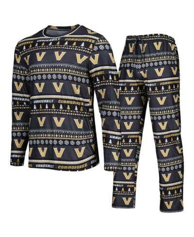 Concepts Sport Men's 2-Piece Black Vanderbilt Commodores Swivel Long Sleeve Top and Pants Sleep Set