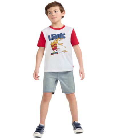 Levi's Boys' 4-7 Crewneck T-Shirt and Denim Shorts, 2-Piece Set