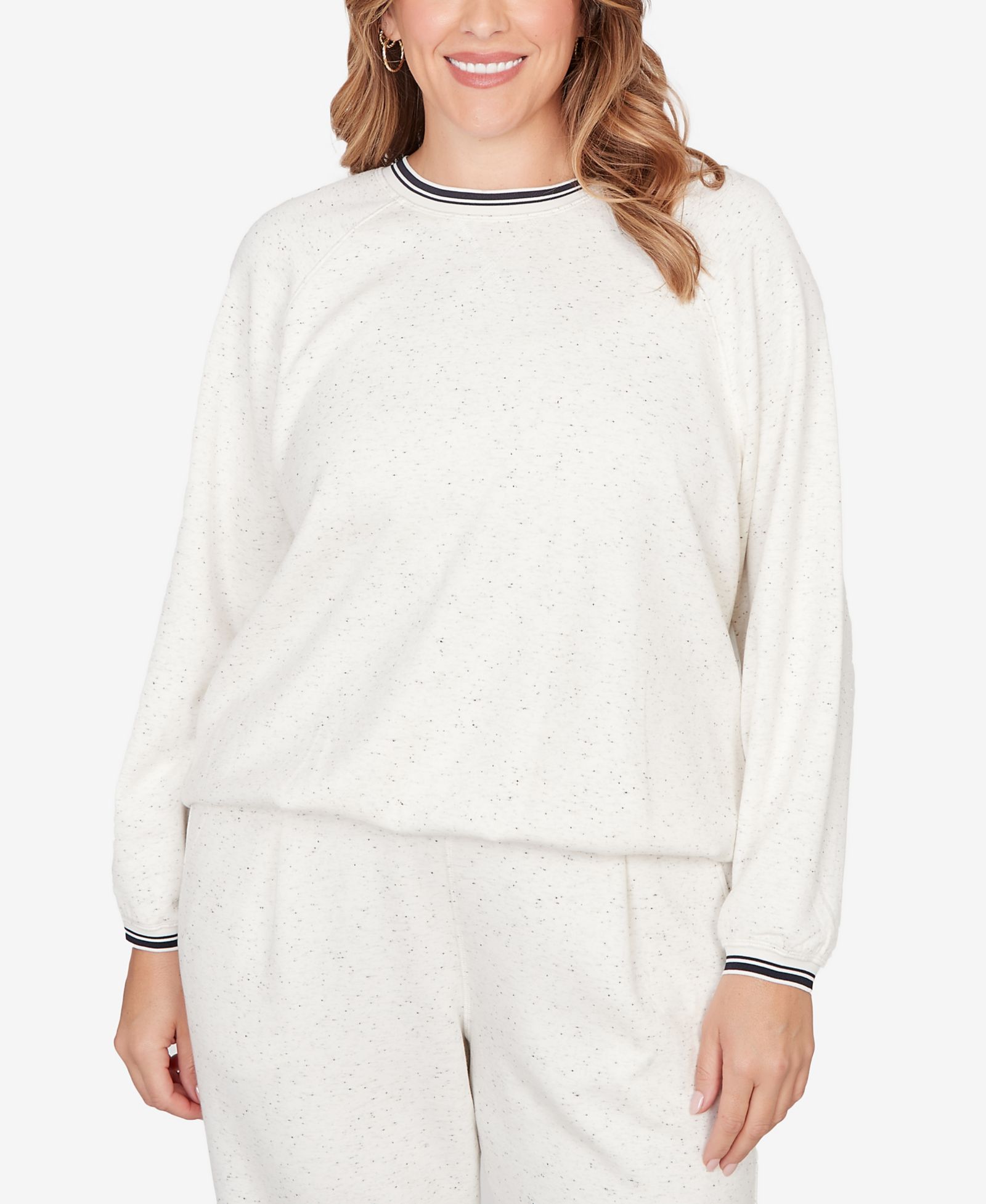 Ruby Rd. Plus Size Bubble Hem Fleck Knit Pullover Top