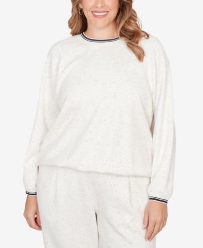 Ruby Rd. Plus Size Bubble Hem Fleck Knit Pullover Top