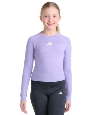 adidas Girls' 7-16 Long-Sleeve Raglan Mélange T-Shirt