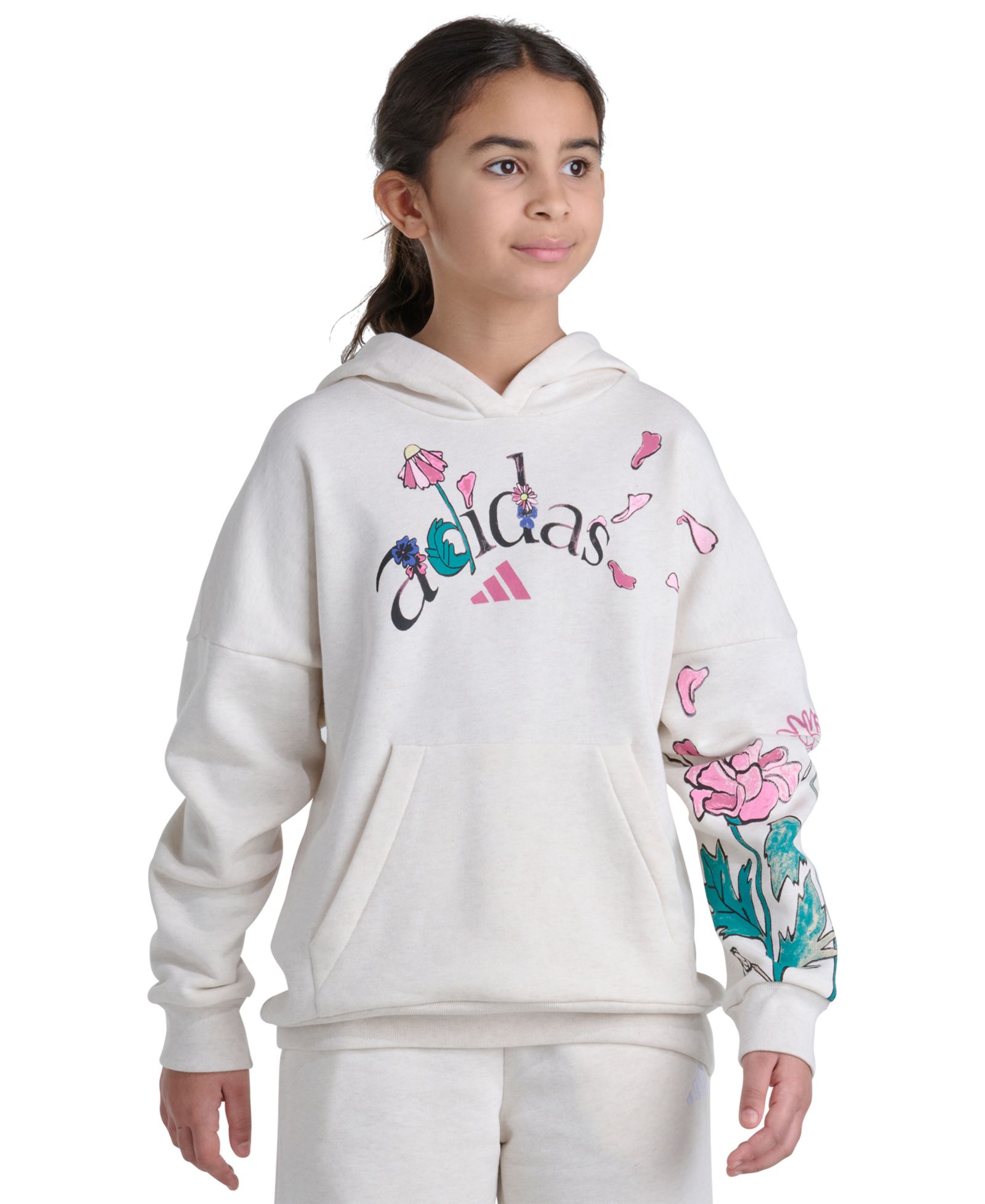 Детский флисовый свитшот с капюшоном adidas Girls' 8-16 Long-Sleeve Graphic