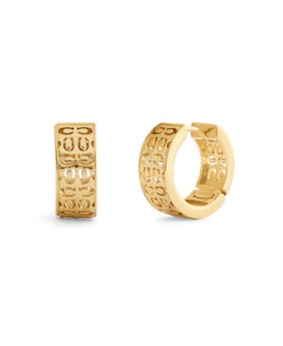 COACH Gold Signature стеганые серьги-кольца