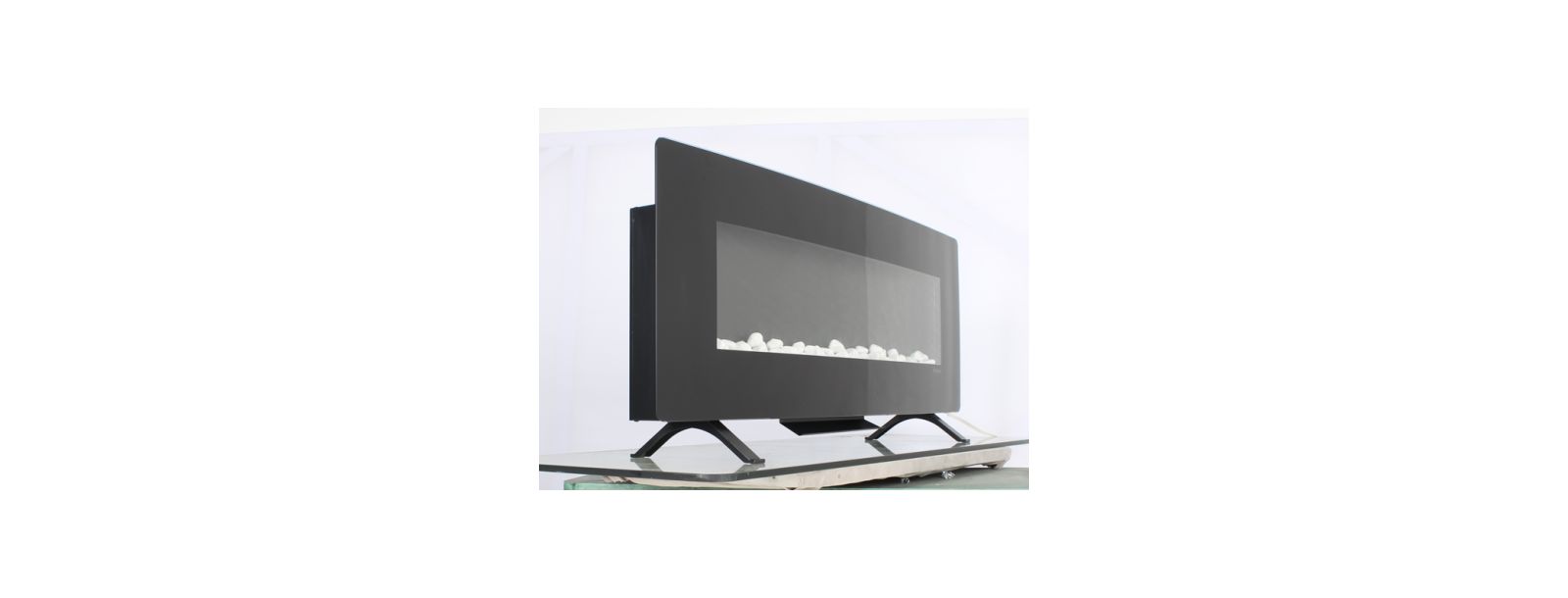 Flynama 48 inch Curved Front Wall Mounted Electric Fireplace with remote and multi color flame & emberbed