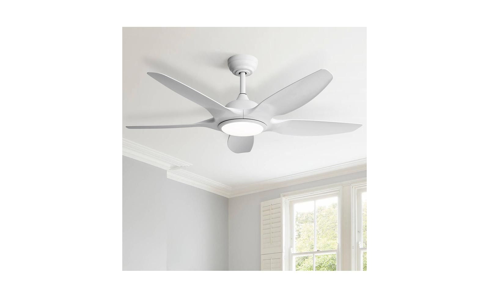 Потолочный вентилятор Sofucor 48-inch Matte White, 5 лопастей, с пультом управления