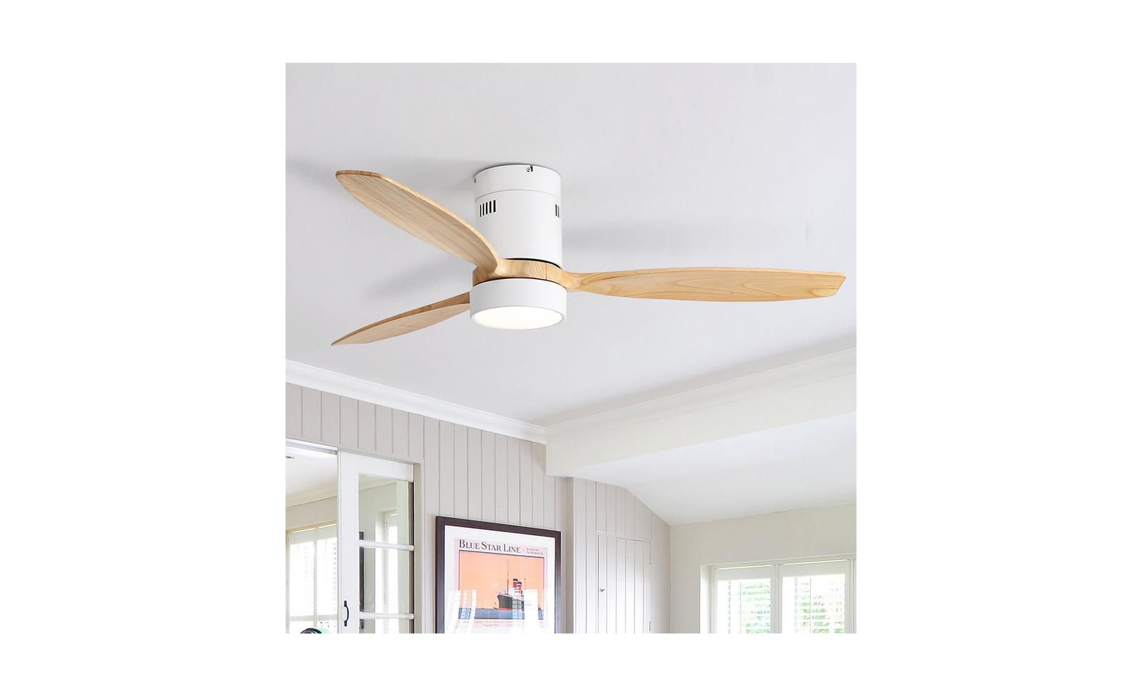 Sofucor 52-inch Modern White 3-Blade Flush Mount with Light and Remote Control