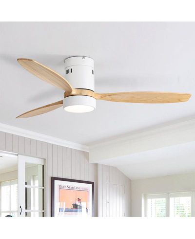 Sofucor 52-inch Modern White 3-Blade Flush Mount with Light and Remote Control