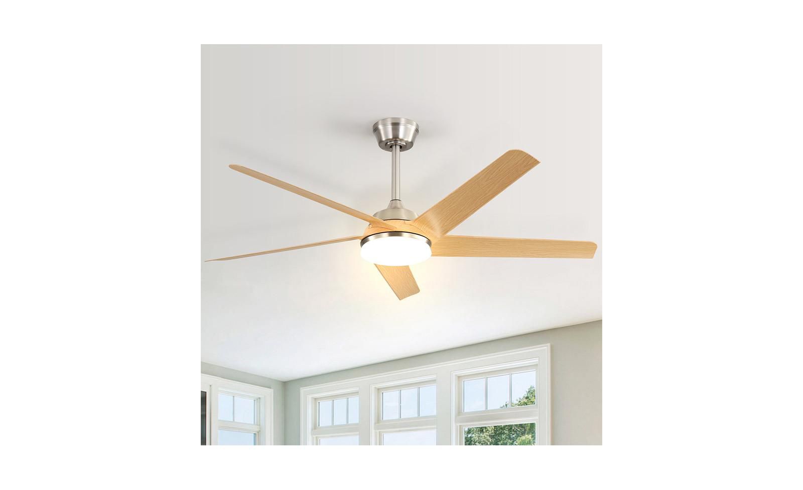 Потолочный вентилятор Sofucor 52-inch Modern Sand Nickel 5-Blade Tri-Color Dimming с пультом управления
