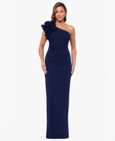 XSCAPE Women's One-Shoulder Ruffle Ball Gown