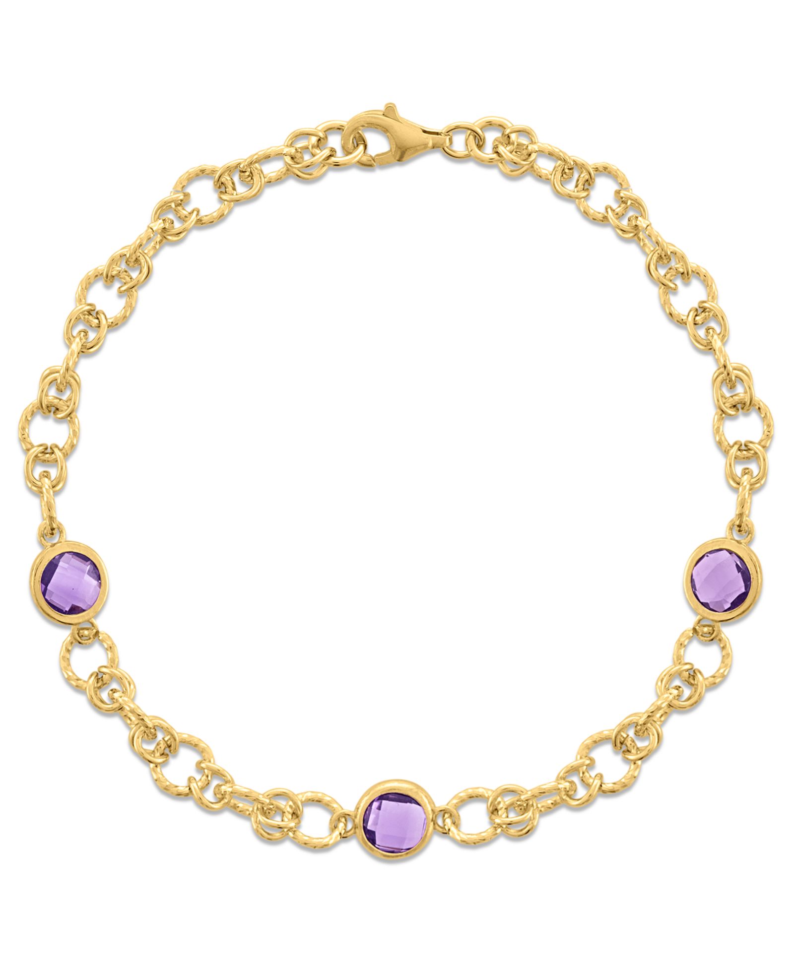 Браслет Amethyst (2-3/8 ct. t.w.) Station Diamond Cut Circle в 14k Gold Over Sterling Silver
