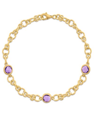 Браслет Amethyst (2-3/8 ct. t.w.) Station Diamond Cut Circle в 14k Gold Over Sterling Silver