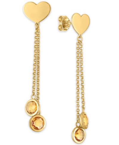 Macy's серьги-подвески с гранатом (4-3/4 ct. t.w.) Polished Heart в золоте 14k поверх стерлингового серебра