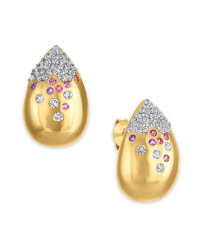 Серьги Macy's Multi-Gemstone Confetti Teardrop 14k Gold Over Sterling Silver