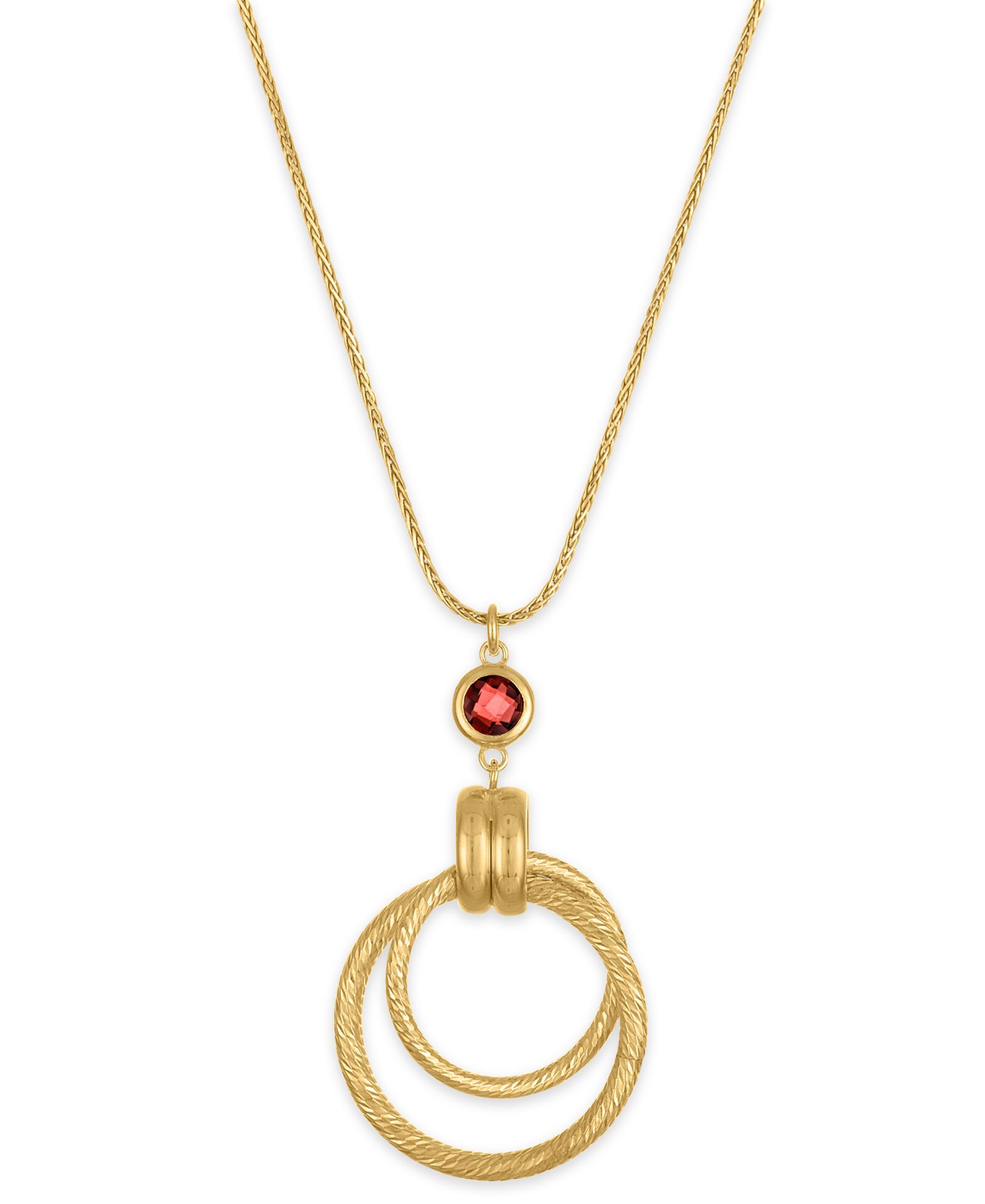 Ожерелье Macy's Garnet Diamond Cut Interlock Circle 14k Gold Over Sterling Silver