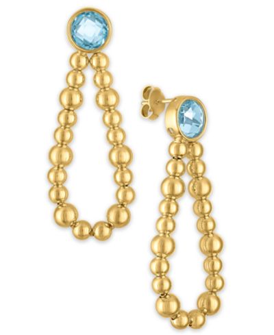 Серьги Macy's Amethyst Beaded Loop Drop в 14k Gold Over Sterling Silver