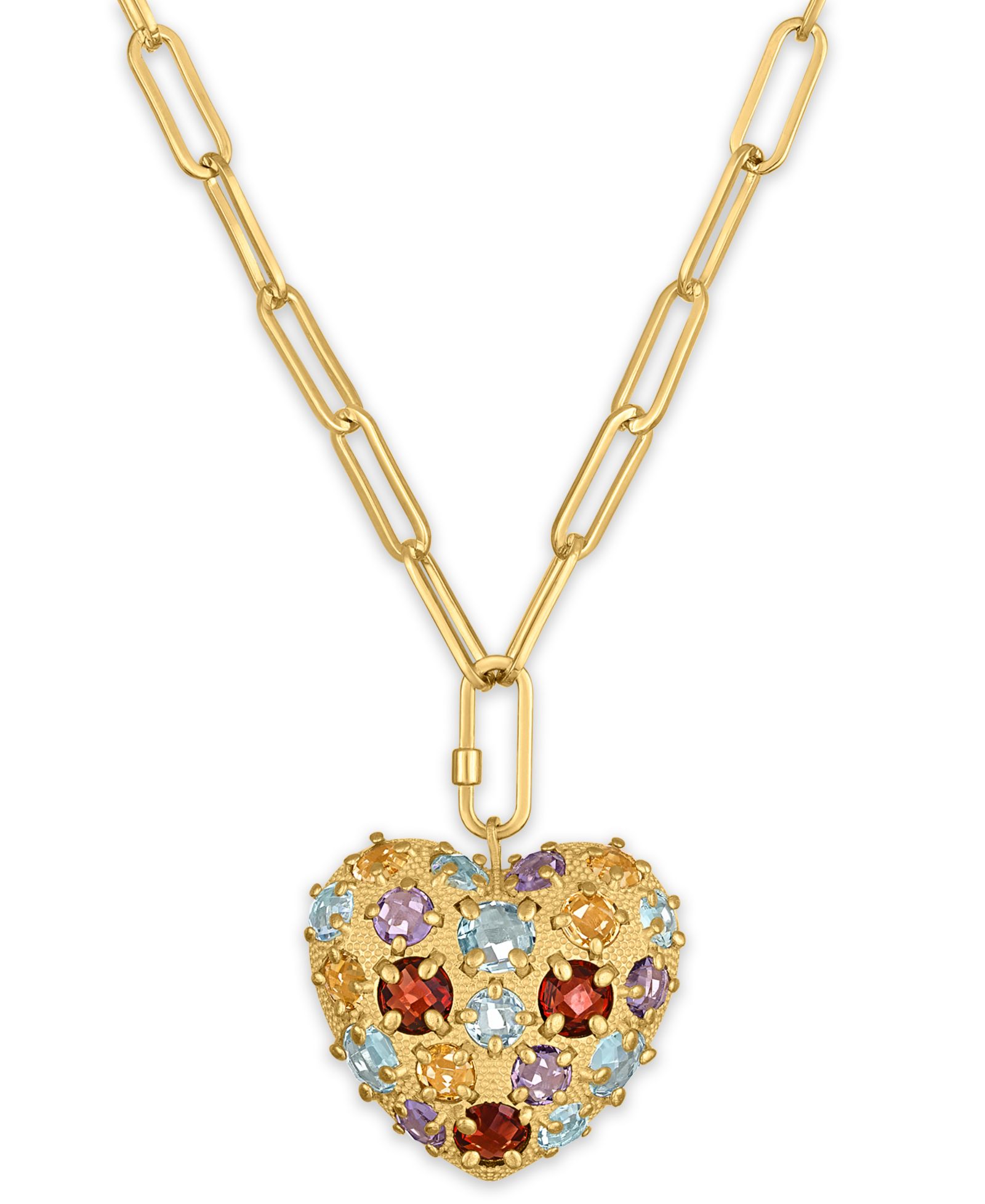Ожерелье-цепь Macy's Multi-Gemstone в 14k золоте поверх стерлингового серебра