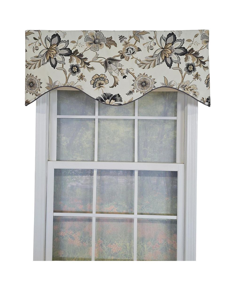 RLF Home 100% Cotton Zanzibar Cornice With Poly/Cotton Ivory lining Rod Pocket Valance 50" x 17" Gray