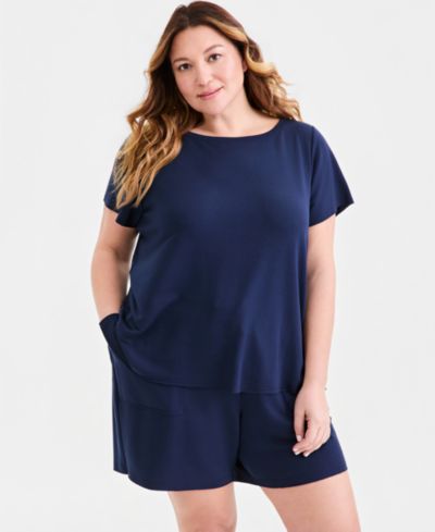 Женский топ Style & Co Plus Size LuxLounge French Terry Short-Sleeve