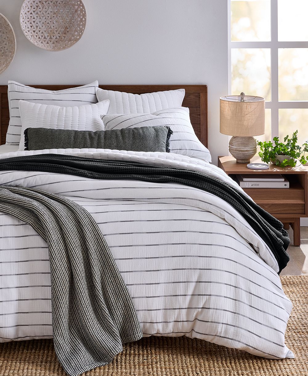 Oake Shadow Stripe 3-Pc. Duvet Cover Set, King, Macy's Exclusive