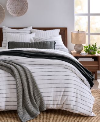 Oake Shadow Stripe 3-Pc. Duvet Cover Set, King, Macy's Exclusive