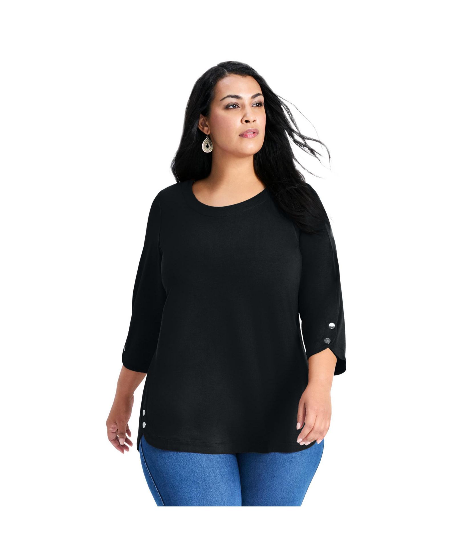 AVENUE Women's Sabrina Button Detail Top
