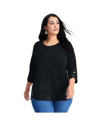 AVENUE Women's Sabrina Button Detail Top