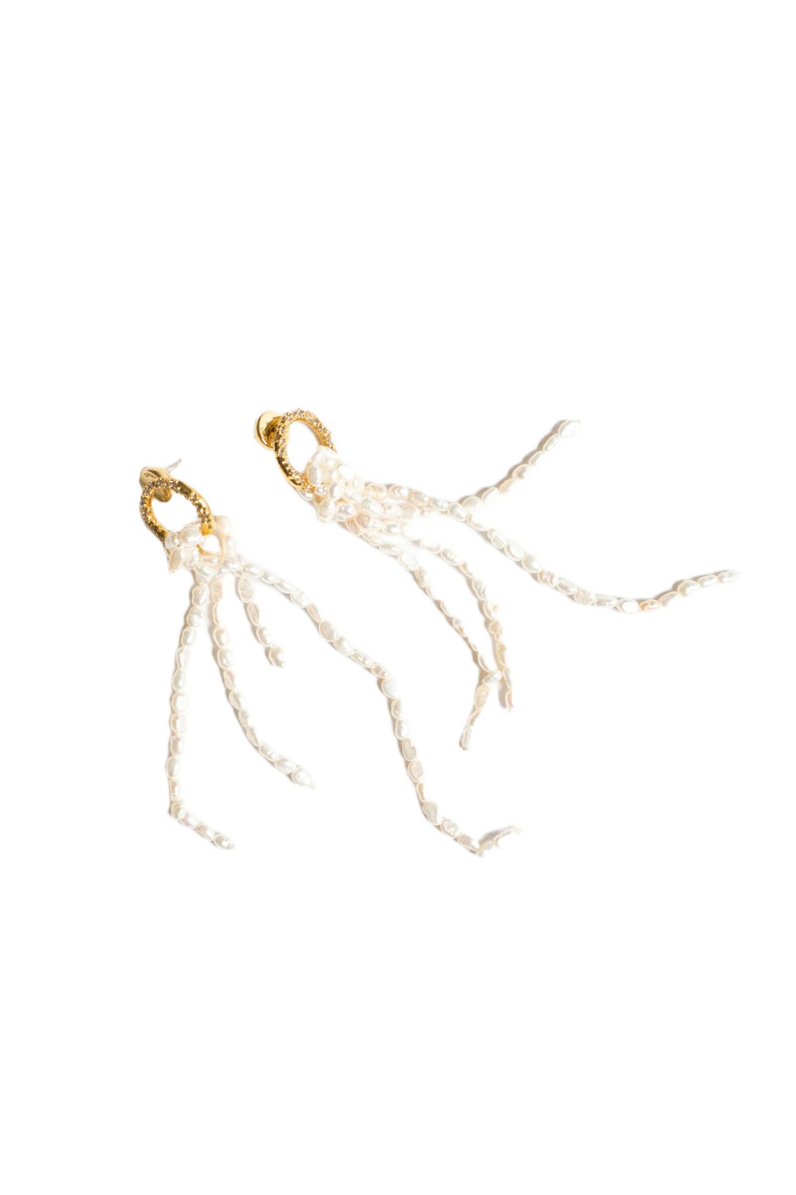 Серьги Classicharms Nina Gold Hoop Bead Pearl Tassel