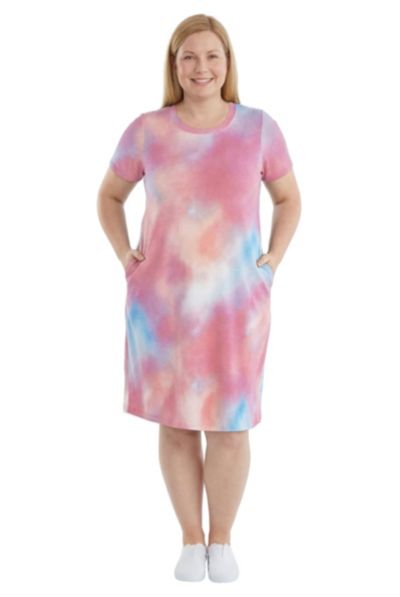 Женское платье в полный рост с коротким рукавом и круглым вырезом Plus Size от Woman Within