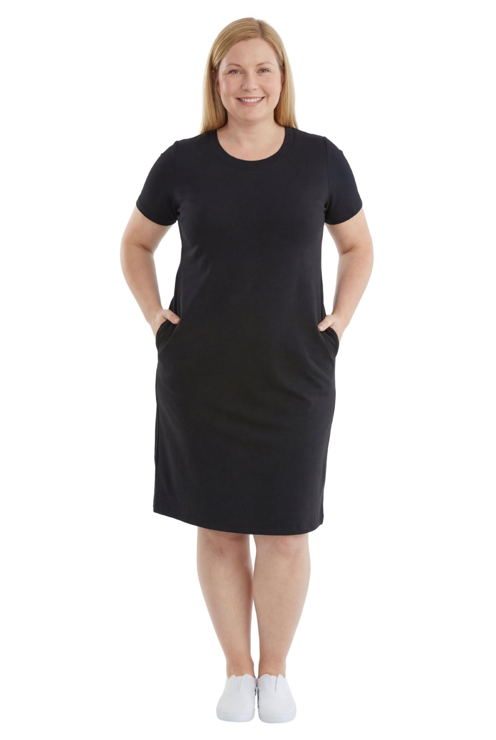 Woman Within Women's Plus Size Perfect Short-Sleeve Crewneck Tee Dress