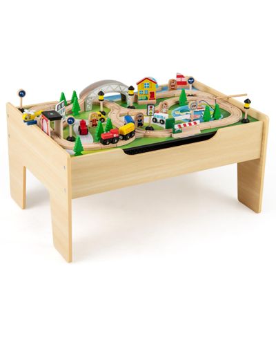 Hongge 78-Piece Wooden Railway Train Playset