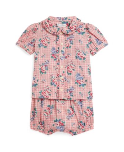 Polo Ralph Lauren комплект из рубашки и шорт с цветочным принтом для девочек